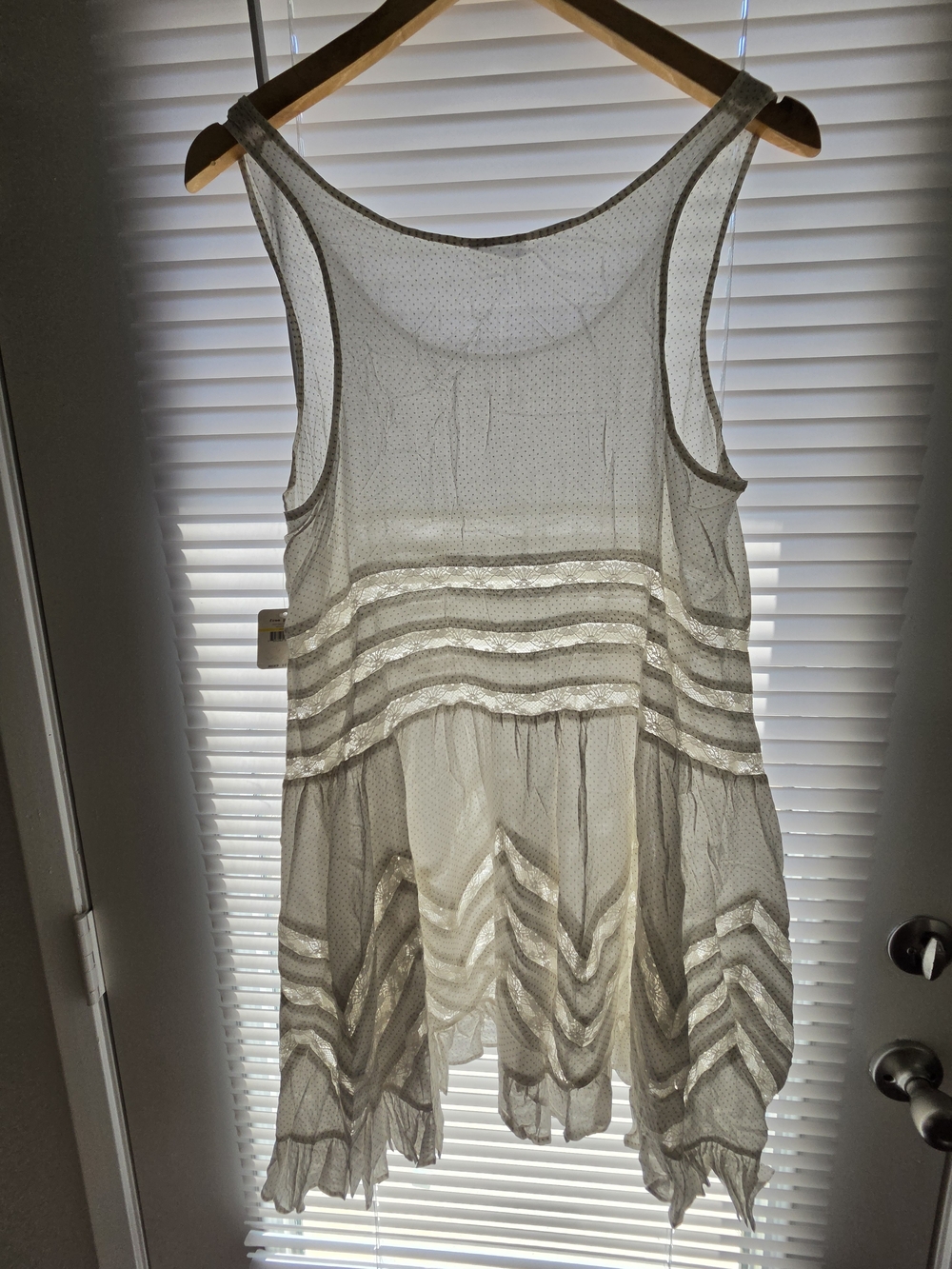 Free People Cream Crochet-Trim Tank Swim Coverup Dress - Picture 8 of 12